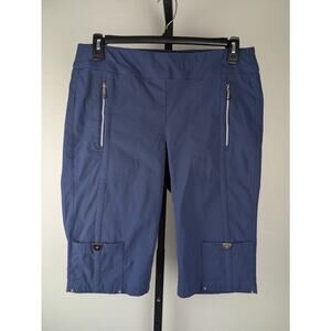 Jamie Sadock size 16 Navy Blue Golf Zippered Capri Pants Rayon Nylon Blend